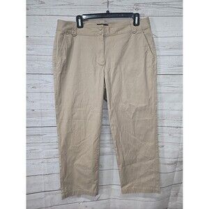 Talbots Women’s Beige‎ Signature Cropped Pants Size 12 Stretch Chino Pockets Zip